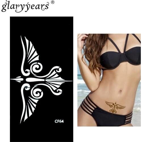 Glaryyears Henna Tattoo Stencil Animal Pattern Paste Drawing Lady Small Body Art Tattoo Stencil Sexy Product Waterproof HN-CF64