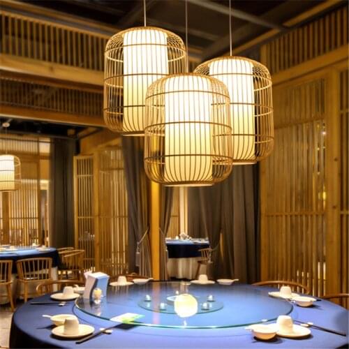 Chinese pendant lamps bamboo art Japanese tatami homestay Hotel Garden Bamboo hanging lamp Southeast Asian style pendant lights