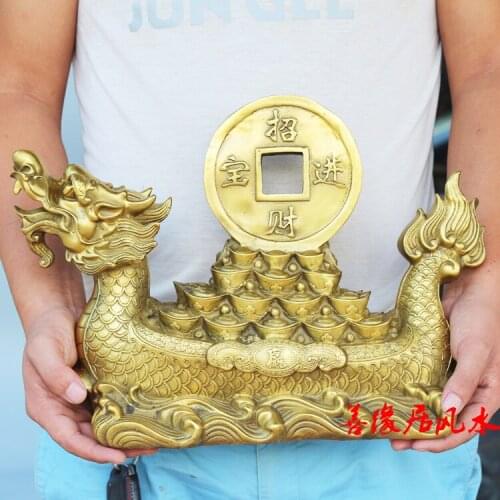 TOP COOL # GOOD-- 2020 HOME office company efficacious thriving business Mascot Success Dragon Sailboat FENG SHUI brass statue