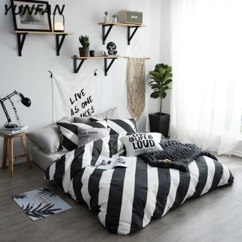 Black&white stripe bedding sets Twin Queen Size single double bed 4pcs Bed Linen Luxury fashion high-end cotton Duvet Cover Set