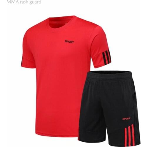 Workout Clothing Football Jersey Suit High Quality Mens Short T-shirt + Pants Track Suit Gym Man 2-pc /set Summer Jogging Suit