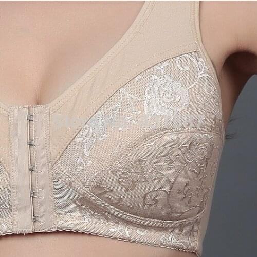 Hot 34 36 38 40 42 44 B C D Cup Students' Front 5 Button Thin Cotton Bra For Women Push Up Sleepping Bralette C3-5