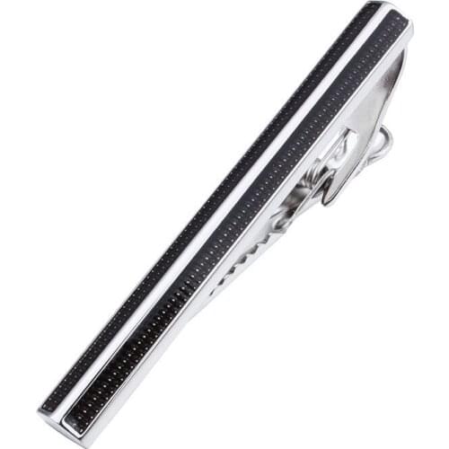 Fashion Black Enamel Tie Clips for Men 2.15 Inch Tie Bar Clasp Pin