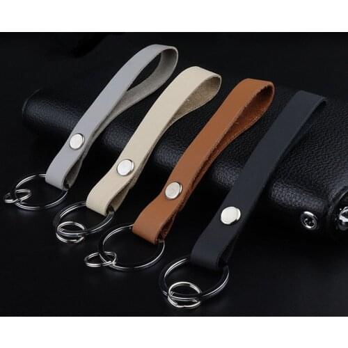 Fashion Simple Retro Mens Leather Car Keychain Holder Anti-lost Bag Pendant Key Ring Gift Keyfob Car Accessories