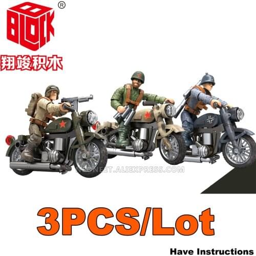 Motorcycle Call of Duty WW2 WWII Military Army Weapon Building Blocks Fit WW2 Mega Bloks Construx MiniFigures