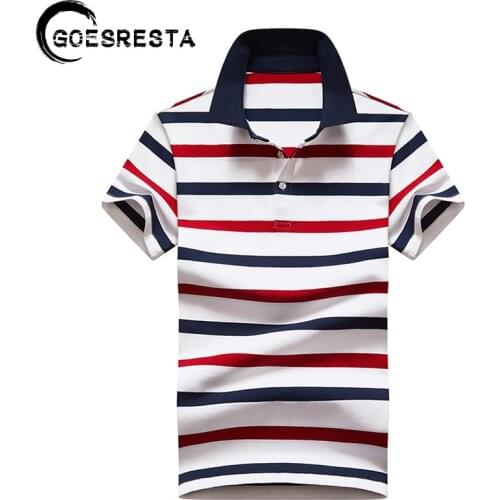 GOESRESTA Brand Stripe Summer Polo Men 2021 New High Quality Polo Shirt Fashion Casual Splicing Short Slim Men Polo Shirts