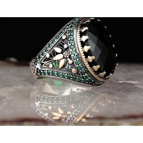 925 sterling silver Handmade jewelry onyx mens ring all size