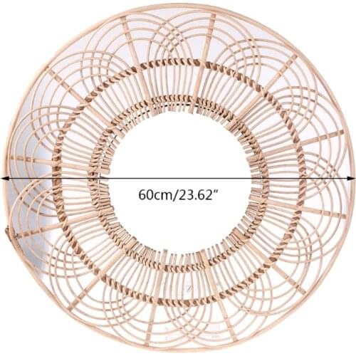 Rattan Innovative Art Decoration Round Makeup Mirror Dressing Bedroom Bathroom Wall Hanging Mirrors M76D