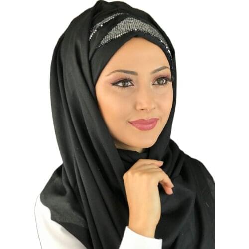 2021 new Fashion Hijab Women Muslim Hijab Islamic Hijab Scarf Hat Scarf Black Practical Ready Shawl