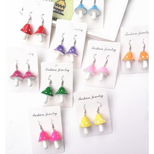 New Acrylic Mushroom Long Pendant Earrings Quality Drop Earrings for Girls Women Children Birthday Gift Lovely Jewelry