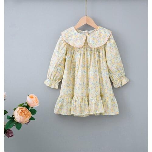 Girl Clothes Girls 2021 New Spring Fall Long-sleeved Cute Floral Dress Princess Dress Flower Girl Dresses for Weddings