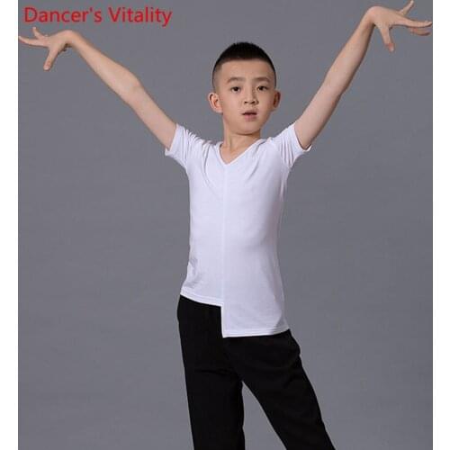 Latin Dance Clothes Boys Performance Exercise Clothes Fashion V-neck Tops Profession Dancing Training Clothing