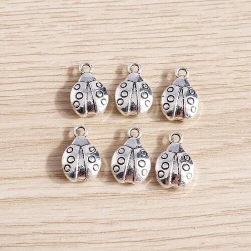 15pcs 10*14mm Beetle Charms Tibetan Silver Color Alloy Insect Charms Pendants for Making Earrings Necklaces DIY Jewelry Findings