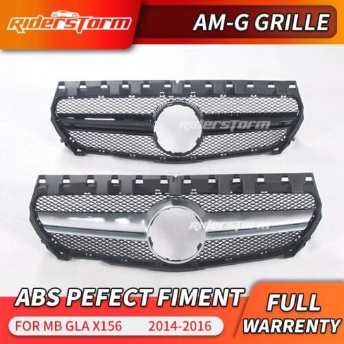 For mercedez X156 grille grill GLA45 look ABS Silver +Two fin chrome Without Sign GLA180 GLA200 GLA250 GLA45 grills 2014-2016