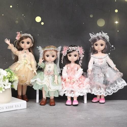 36cm Bjd Doll Dream Princess Suit Movable Jointed Kawaii Princess Dolls With Dresses Thick Hair 3d Eyes Toys For Girls