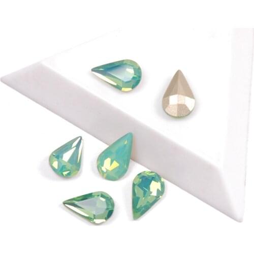 Top Quality Crystal Pacific Opal Color Pear shaped Non Hotfix Nail Art Rhinestone Super Bright Glass Strass Nail Art Decoration