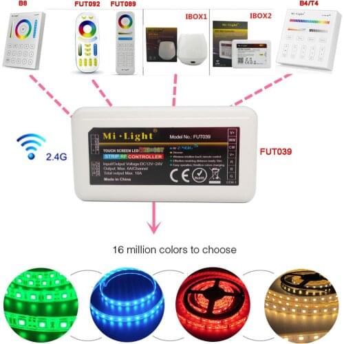 Miboxer2.4G 4-Zone Smart Panel WiFi iBox RGB+CCT/RGBWW led strip Light Controller FUT039/FUT092/FUT089/iBox2/iBox1/B4/T4/B8