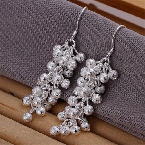 CHARMS women lady silver color earrings Beautiful Christmas gift Vintage grape earrings Fashion trends jewelry E007
