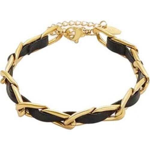 Wrap Design Metal Faux Leather Women Braided Bracelet for Decoration