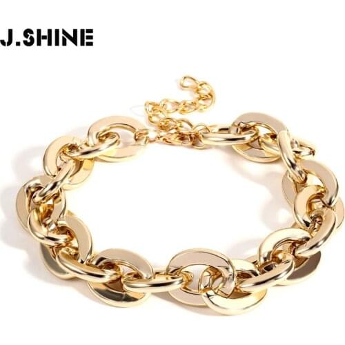 JShine Gold Color Chain Choker Necklace for Women Punk Thick Metal Link Chain Necklace 2019 Fashion Chunky Necklaces Statement