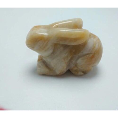 1pc 60-65g Lovely Natural Agate Crystal Carving Cartoon Reiki Rabbit Statues Healing Gemstone Collectible Holiday Gift