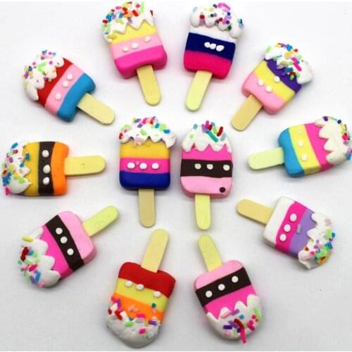 10 pieces/pack 17*36mm clay colorful ice cream ice cream DIY home decoration gadgets Mix
