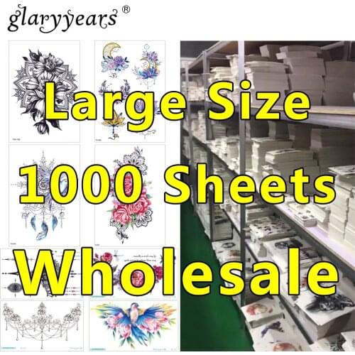 1000 Pieces Wholesale Waterproof Temporary Tattoo Sticker 3D Decal Flower Owl Eagle Body Art Tattoo Sticker Sexy Makeup Products