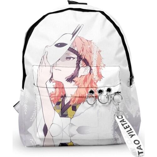 2021 Demon Slayer Kimetsu No Yaiba Backpack Canvas Bag Tomioka Giyuu Printed Boys Girls Travel Notebook Casual School Bags