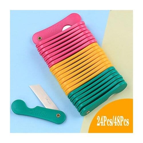 24/48Pcs Pencil Sharpener Student Utility Knife Paper Knife Manual Knife Mini Fold Portable Pencil Sharpener Letter Opener