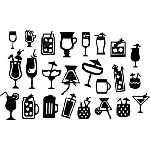 24 pcs New Summer Drink Cup Metal Cutting Dies Stencils For DIY Scrapbooking Paper photo Cardsmaking Embossing Dies