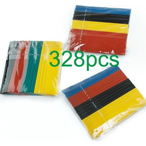 328Pcs 2:1 Polyolefin Heat Shrink Tubing Tube Sleeving Wrap Wire Kit Cable