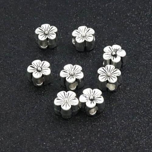 5Pcs Size 13.5mm Antique SilverColor Metal Beads For Jewelry Finding Flower Jewelry Beads Handmade DIY Accessories