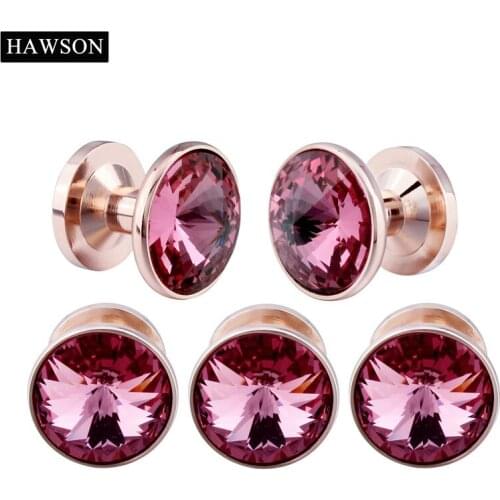 5 pcs In one Set Tuxedo Studs For Men Wedding Party Jewelry Black Gun Plated Crystal Cuff links Studs Buttons