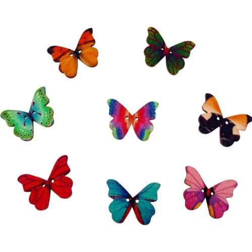 50pcs 20x30mm Natural Butterfly Buttons Crafts Embellishments Sewing DIY Wood Scrapbooking Accessories