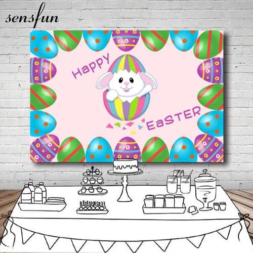 Sensfun Cut Rabbit Colorful Eggs Pink Backgrounds For Photo Studio Spring Happy Easter Party Photography Backdrop 7x5ft