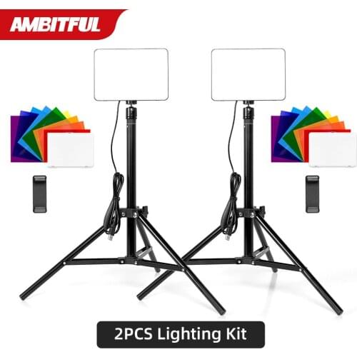 AMBITFUL 15W Desktop Live LED Video Light Lighting + Color Filter + Light Stand for Live Game Shooting Ligh