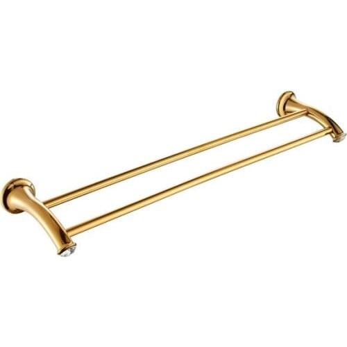 FREE SHIPPING Ti-PVD gold Crystal DOUBLE towel bar