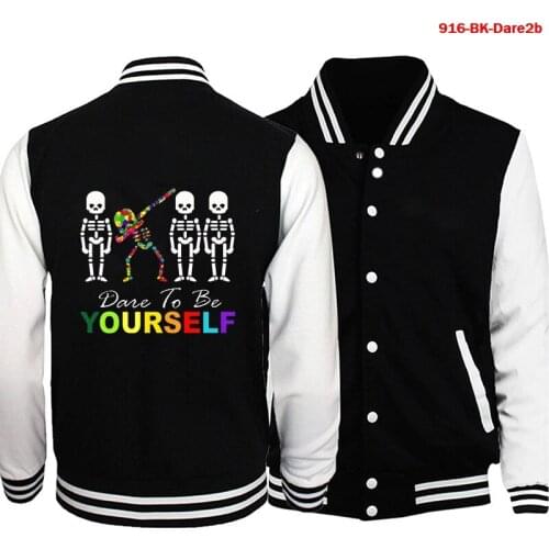 2021 Baseball Jacket Dare To Be Yourself Men Jacket Autumn Winter Fashion Uniform Hoodie Women Dare To Be Yourself Loose Tops