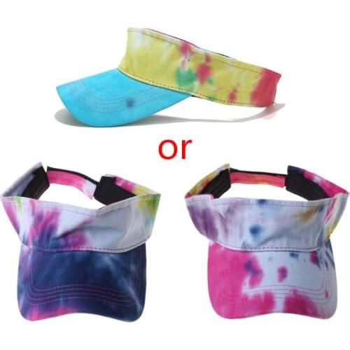 Adult Colorful Tie-Dye Sun Visor Hat UV Protection Street Empty Top Baseball Cap LX9E