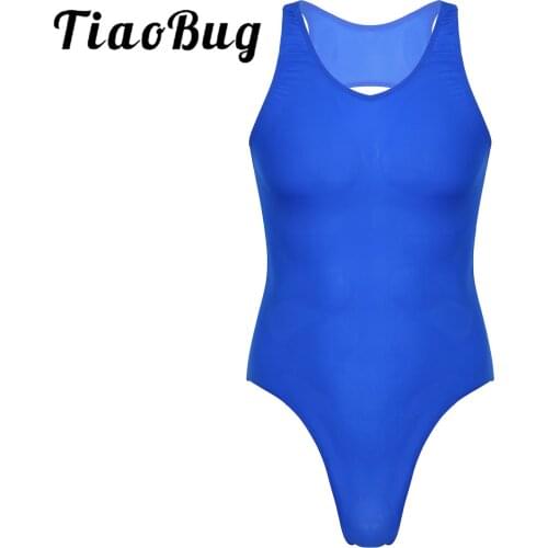 Men Lingerie Sexy Bodysuit Scoop Neck Sleeveless Backless Bodysuit Underwear Gymnastic Leotard Exercise Cutout Swimsuit Swimwear