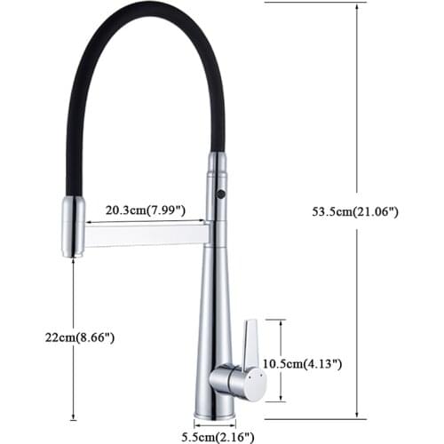 Innovate Pull Out Kitchen Faucet Black Chrome Flexible Rubber Kitchen Tap Dual Spouts 360 Rotation H/C Kitchen Crane Mixer Tap