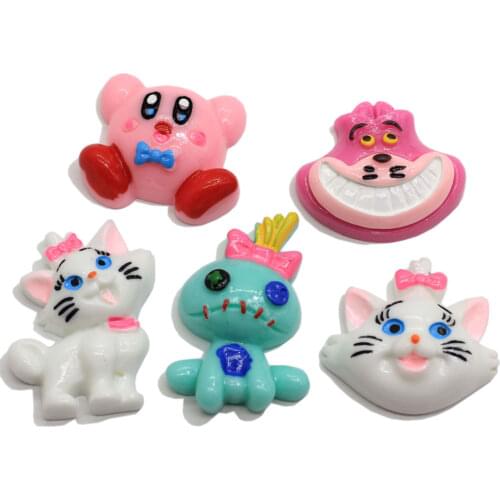 Resin Cartoon Animals Flatback Cabochon Kawaii Cat Bear Cabochons Embellishments for Scrapbooking DIY Kid Hair Bows Center