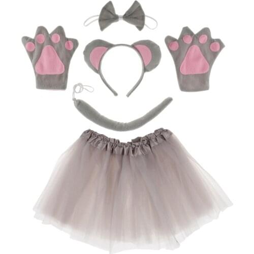 Animal Cosplay Costume Mouse Headband Tails Tails Bow Skirt Fancy Dress Zoo for Parties School Plays Situational Performance