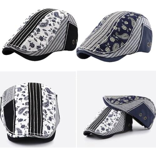 Men Beret Hat Cotton Buckle Adjustable Newsboy Hat Cabbie Cap Casual Golf Hat for Summer, Outdoor Sports