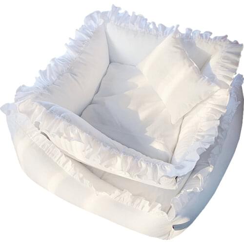 Cute Lace Puppy Square Sleeping Mat Bed Cat Sofa, Warming Dog Beds without Pillow, Washable Pet Bed with Breathable Cotton