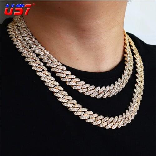 US7 12mm Miami Square Buckle Cuban Necklace For Men Women Ice Out AAA + CZ Zircon Chain Hip Hop Jewelry Men Necklace Gift