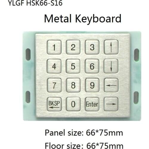 Metal keyboard scan line(I/O) YLGF HSK66-S16 Mini Embedded Industrial Keyboard16 key waterproof (IP65), dust, anti violence