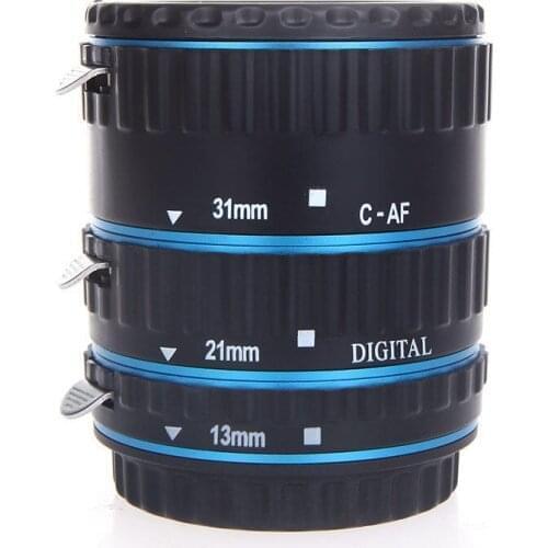 Metal TTL Auto Focus AF Macro Extension Tube Ring Blue for Canon EOS EF EF-S