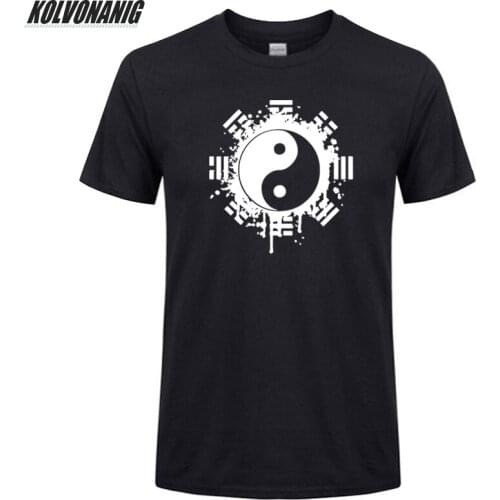 Mens T Shirts Fashion 2019 Summer Mens Clothing Brand Chinese Tai Chi Eight Diagrams Ying Yang Printed Cotton T-Shirt Top Tees