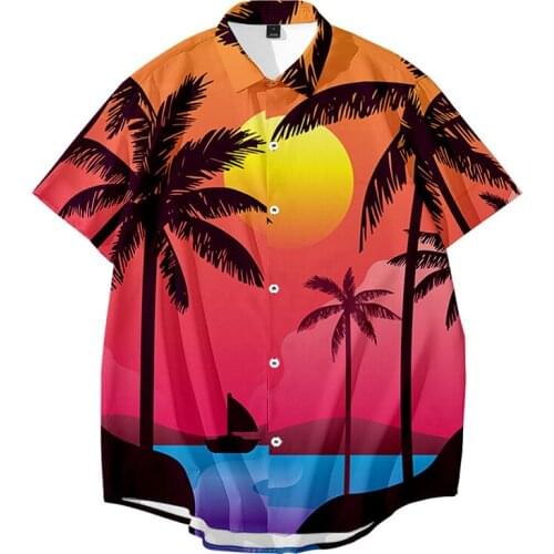 2021 New Summer Fashion coconut tree Button Hawaiian Shirt 3D Customized Short Printed Shoes Baseball Cap And Quilt Dropshipping